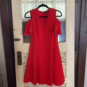 Red Cocktail Off-the-Shoulder dress with lining. Size 2